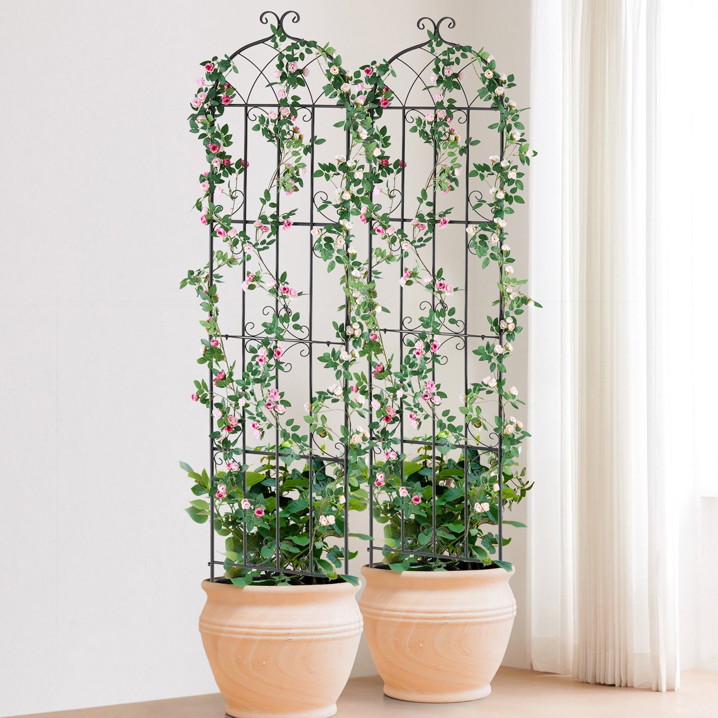 2 Pack Metal Garden Trellis for Climbing Plants 87x20 Inches Rustproof Support