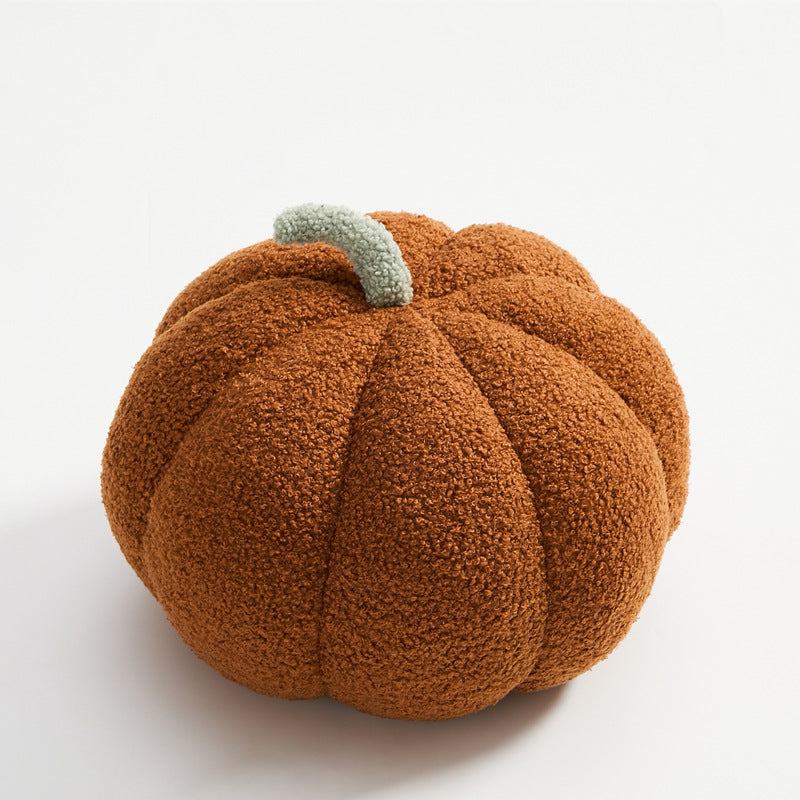 Cute Nordic Pumpkin Plush Pillow - Knitted Yarn Round Cushion for Home Decor