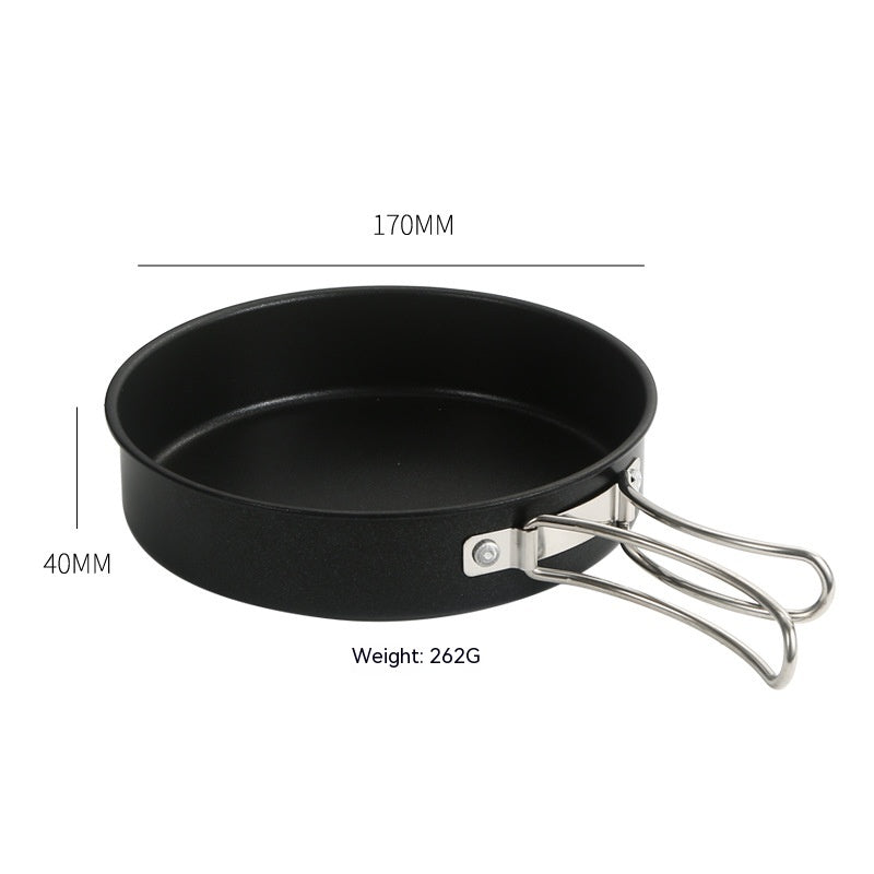 Portable Outdoor Cookware Set with Folding Pans & Windproof Gas Stove