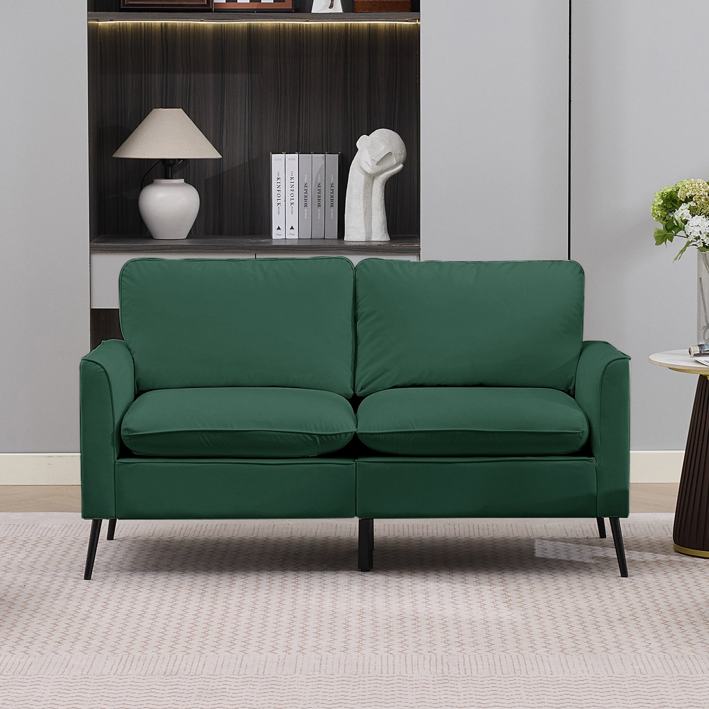 Green Faux Leather Cat Paw Loveseat Sofa - Nordic Retro Style