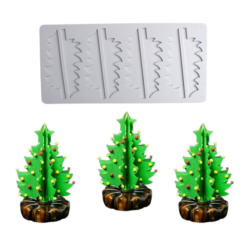 Christmas Tree Decoration Silicone Mold for Cake and Candy - Hollow Chip Swing Plate
