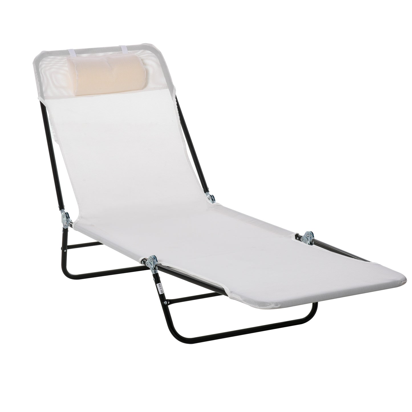 Folding Chaise Lounge Chair - Cream White Outdoor Recliner