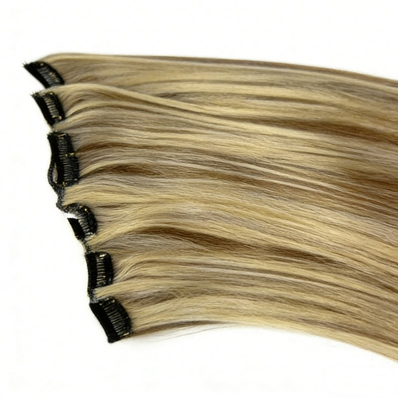 Clip-In Synthetic Hairpiece - Cool Brown with Blonde Highlights, HH008