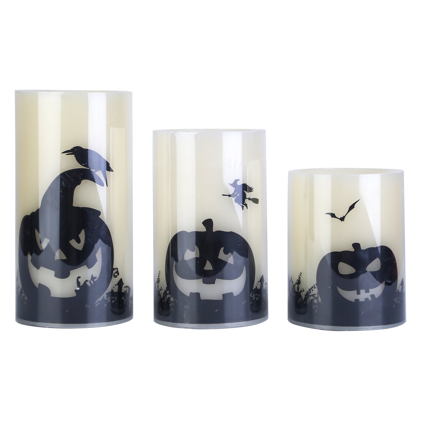 Halloween Flameless Candle Set with Timer - 3 Pack