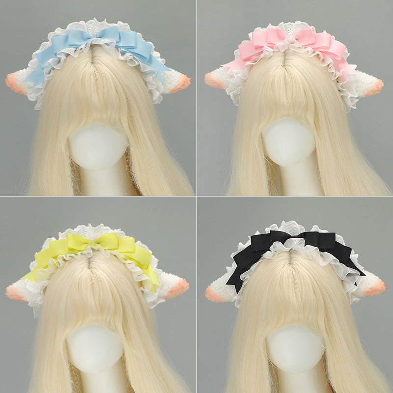 Lolita Sheep Ear Headband - Maid Style Costume Accessory for Party & Dress Up