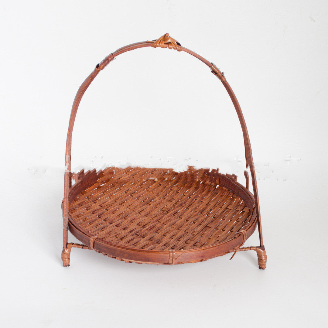 Bamboo Fruit Tray and Storage Basket - Handmade Rattan Home Decor, Brown