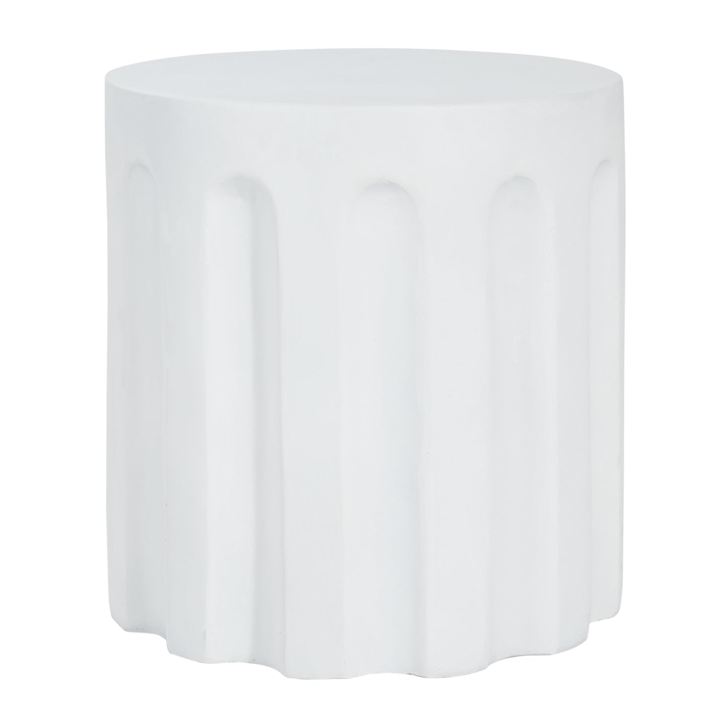 White Cylindrical Concrete Side Table - Indoor & Outdoor Use