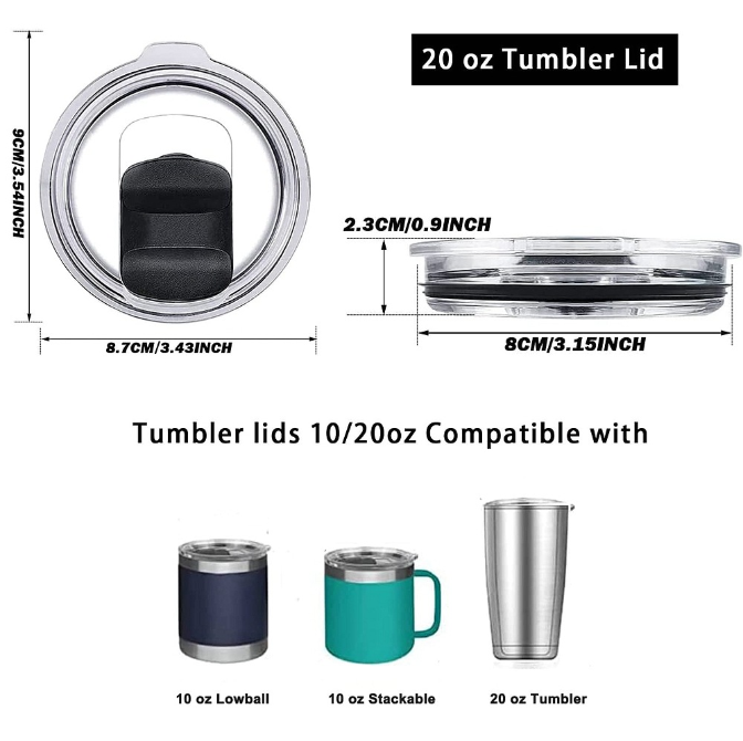 Magnetic Slider Spill Proof Tumbler Cover - 2Pcs 10/20oz