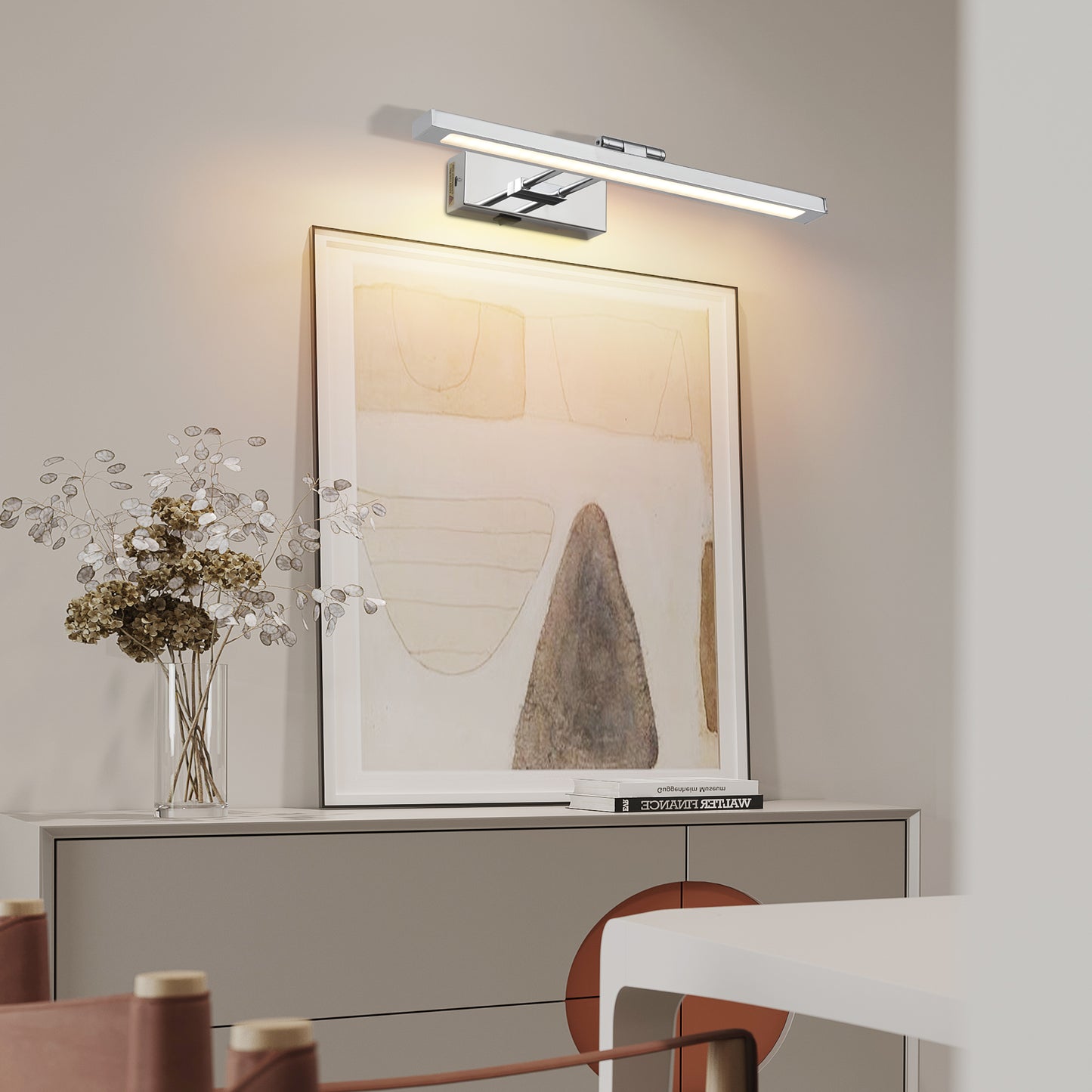 16-Inch Wireless Picture Light with Remote - Chrome Adjustable Art Light