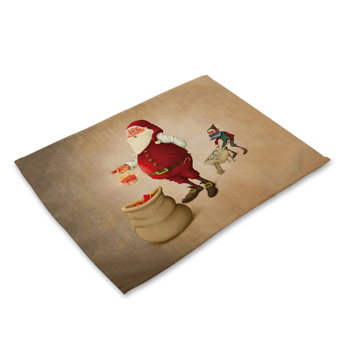 Santa Claus Printed Cotton Linen Placemat - Modern Kitchen Table Decor
