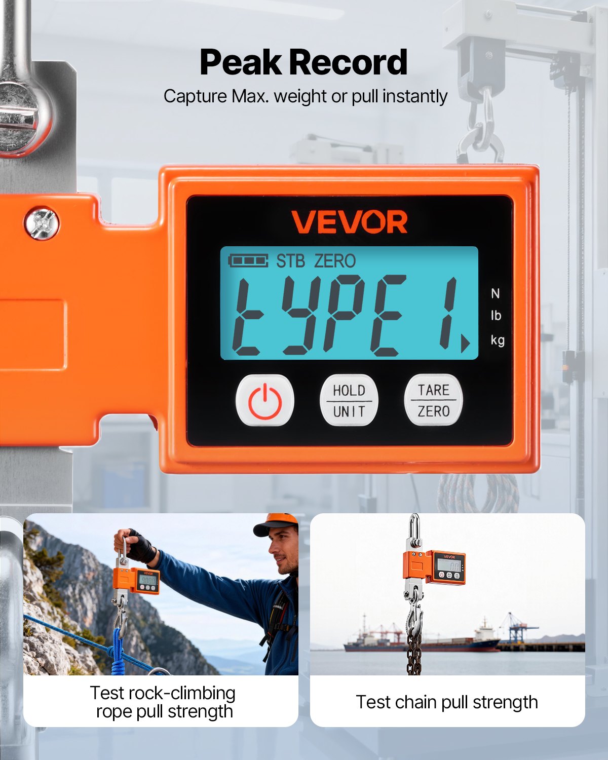 Heavy Duty Digital Crane Scale 1100 Lb / 500 Kg with LCD Display & Auto-Off