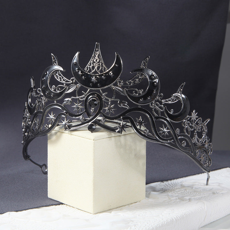 Crescent Moon Bridal Crown - Rhinestone Wedding Headpiece