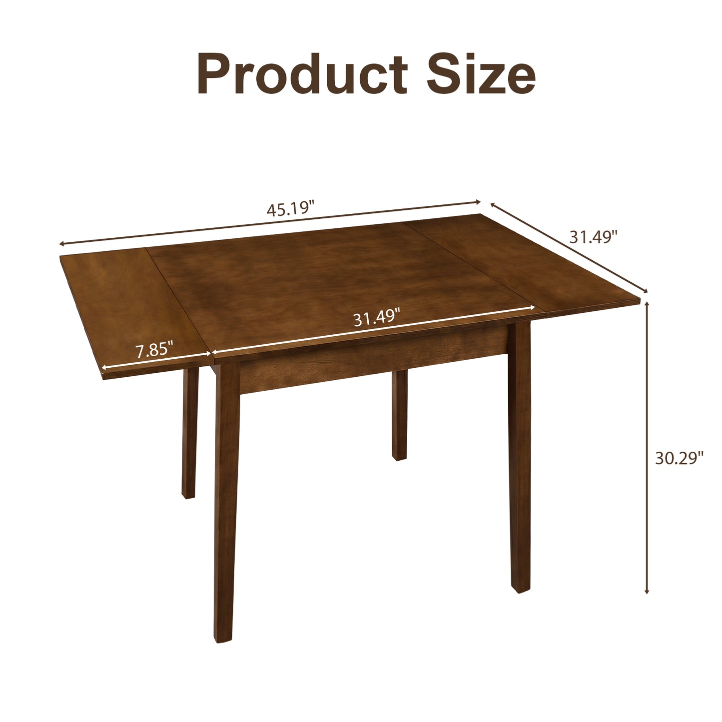 Extendable Folding Dining Table for 4 - Walnut Wood