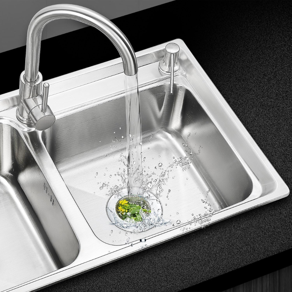 Stainless Steel Kitchen Sink Strainer Set - 4.5 Inch Wide Rim