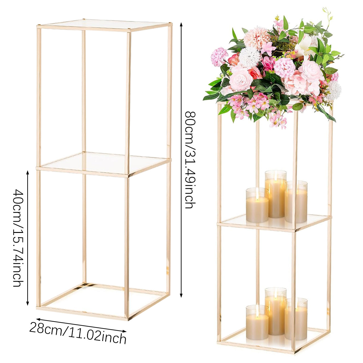 Gold Flower Stands - 2 Pack 31.5 Inch Metal Centerpieces