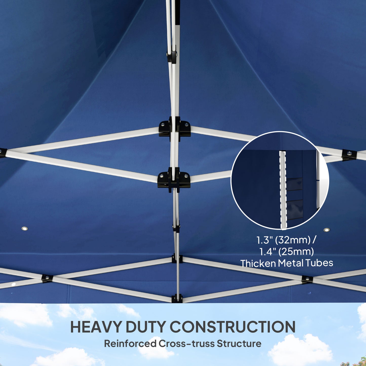10x10 Heavy Duty Pop Up Canopy Tent with Sidewall - Dark Blue
