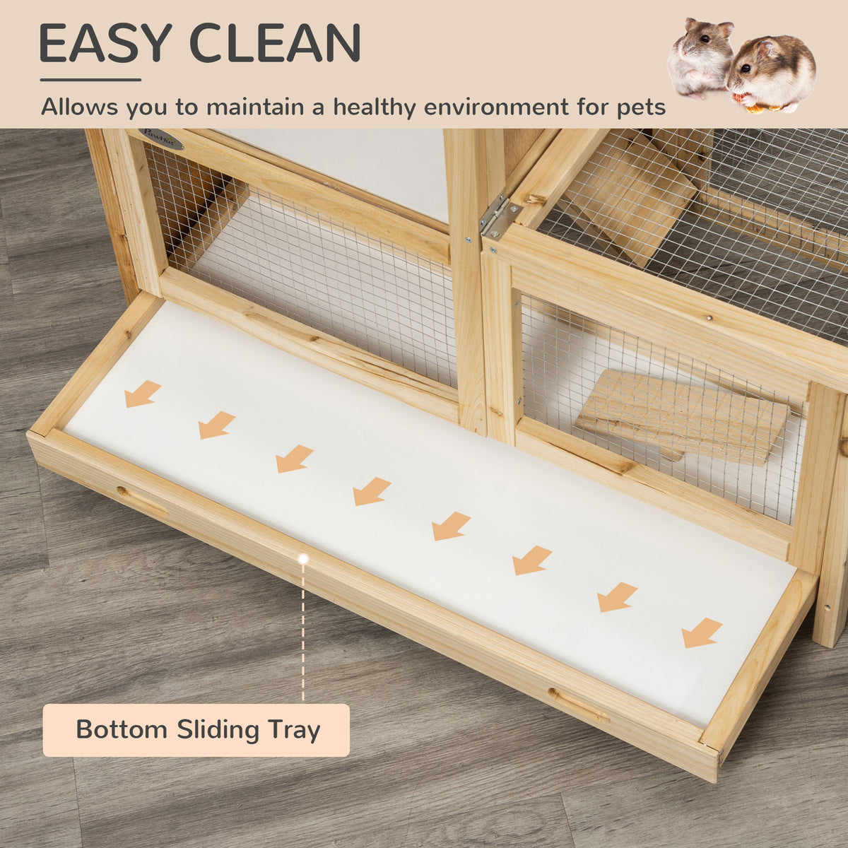 2-Tier Wooden Hamster Cage with Seesaw and Viewing Window - Small Animal Habitat