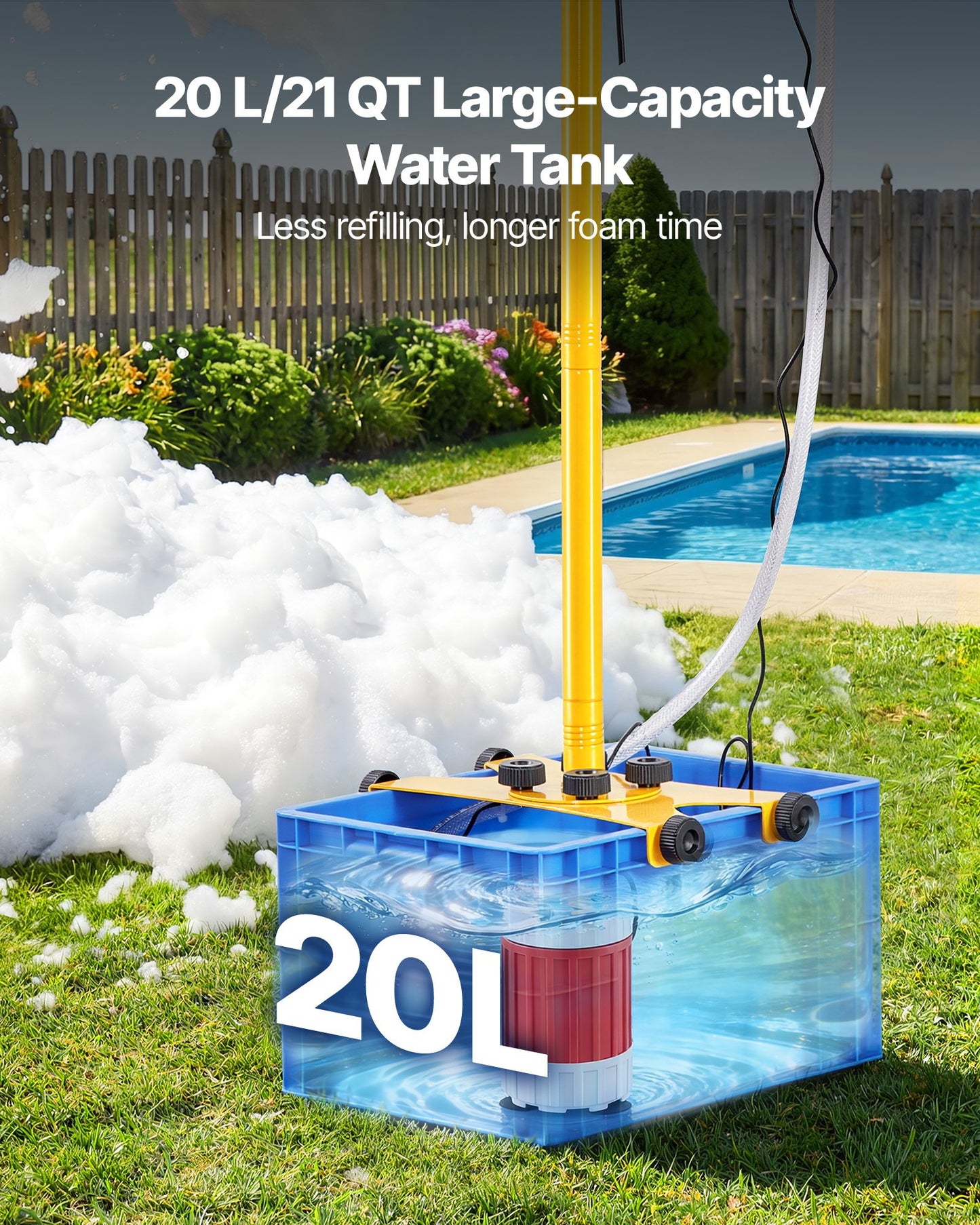 Foam Machine for Parties with 21QT Water Tank Adjustable Angle Bubble Cannon