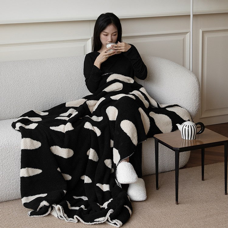 Winter Knitted Blanket 130x160cm Double Faced Geometric Pattern Home Bedding