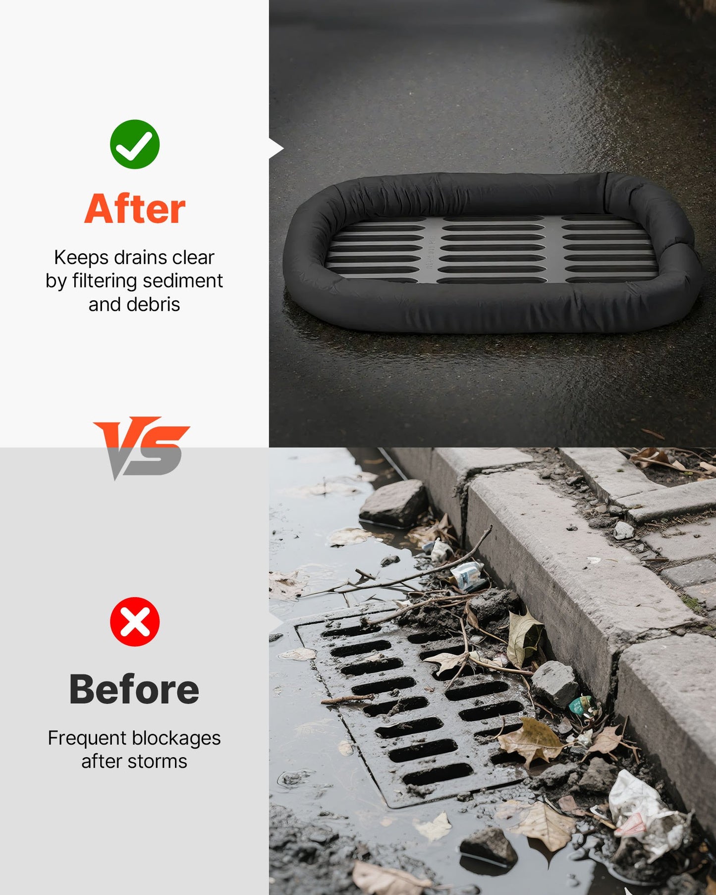 Sediment Filter Sock 5 In X 10 Ft Erosion Control Drain Barrier Black