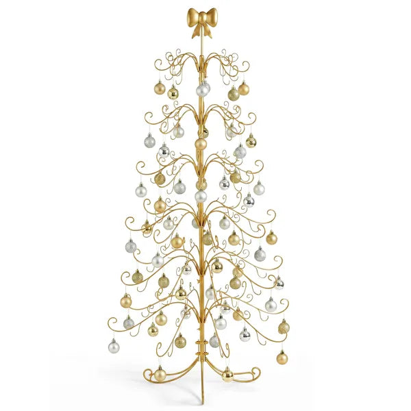 6ft Gold Iron Christmas Tree with Bow Topper - PVC Design