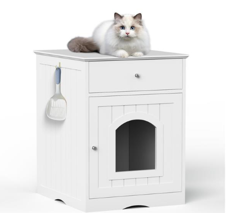 Wooden Pet House - White Pet Nest for Cats & Small Pets