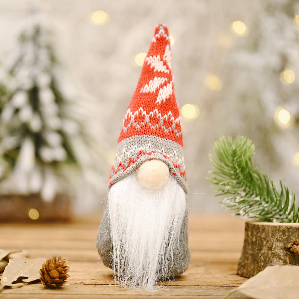 Christmas Forest Elderly Doll Ornament - Holiday Decorative Figurine