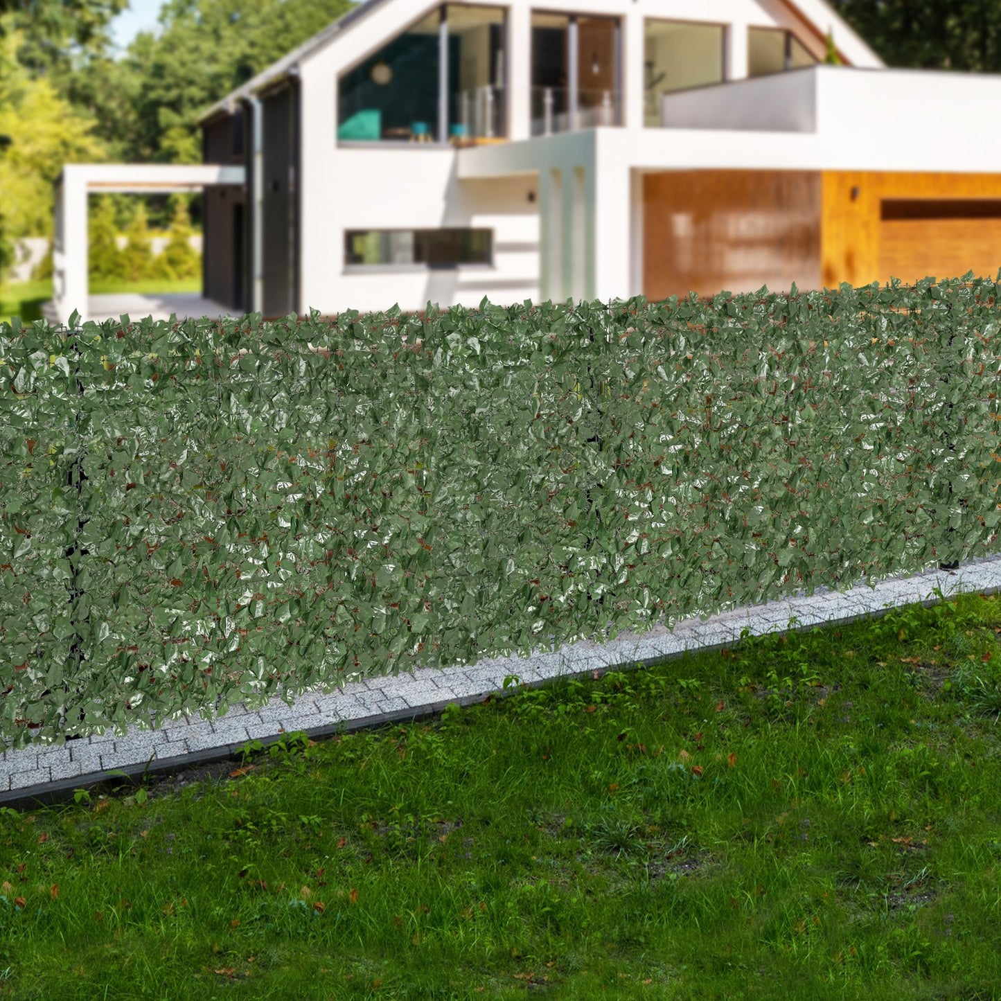 Artificial Ivy Privacy Fence Screen, 96x72 Inches Green Garden Fence with Reinforced Joints
