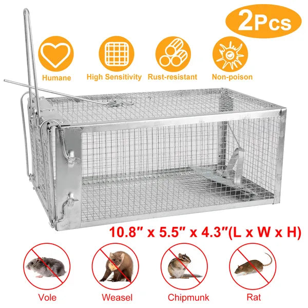 humane Mouse Trap Set - High Sensitivity Gravity Auto-Lock Rodent Catcher, Galvanized Steel, Safe for Kids & Pets