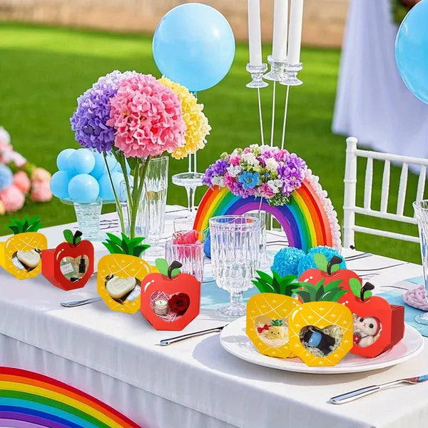 Cute 3D Summer Party Treat Boxes - 20 Pcs Apple & Pineapple