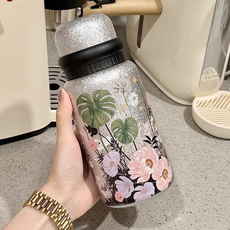 Portable Insulated Stainless Steel Cup with Titanium Coating & Filter - Large Capacity