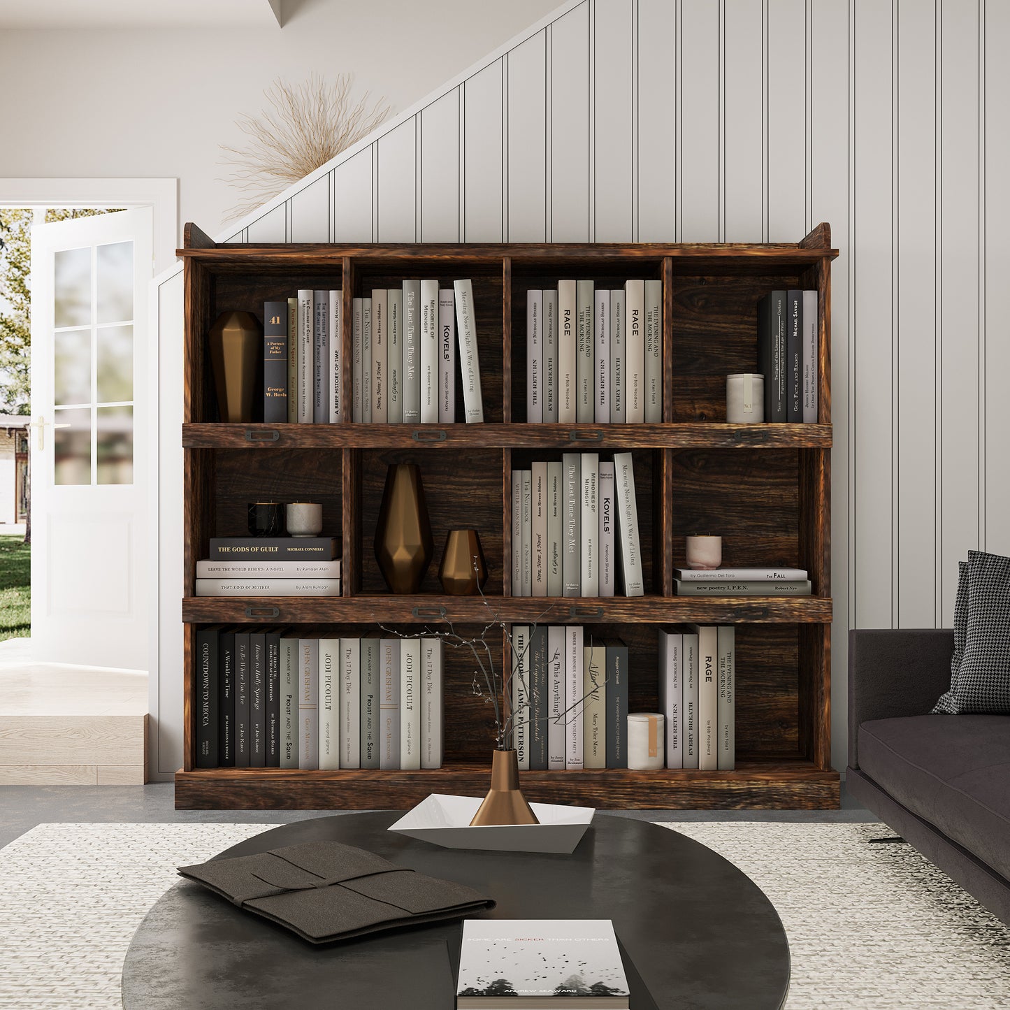 Espresso 10-Shelf Bookcase for Home Office Storage