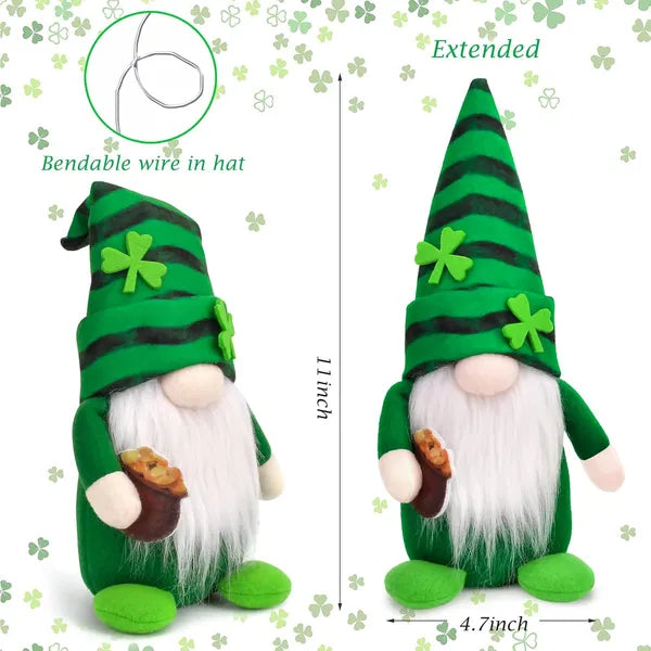 St. Patrick's Day Gnomes - 2 Pack Plush Lucky Shamrock Decor