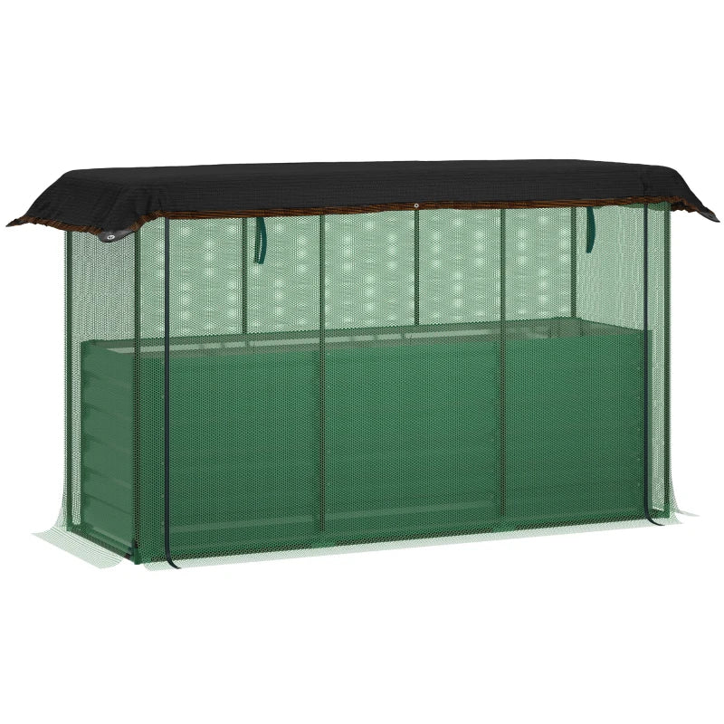 Galvanized Steel Raised Garden Bed with Crop Cage & Shade Cloth - Outdoor Plant Protector