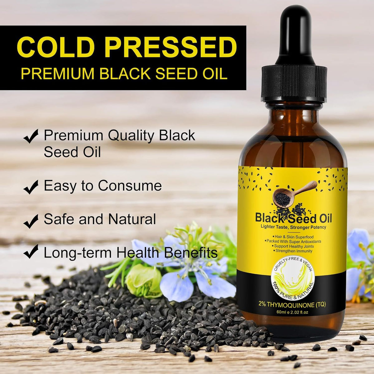 Black Seed Oil Drops - 60ml Vitamin Supplement
