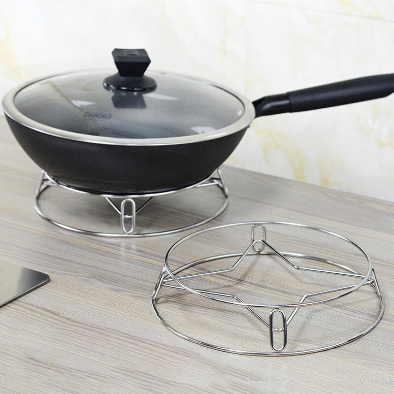 Stainless Steel Multi-Functional Pot Rack with Heat Insulation & Drainage - Modern Kitchen Organizer