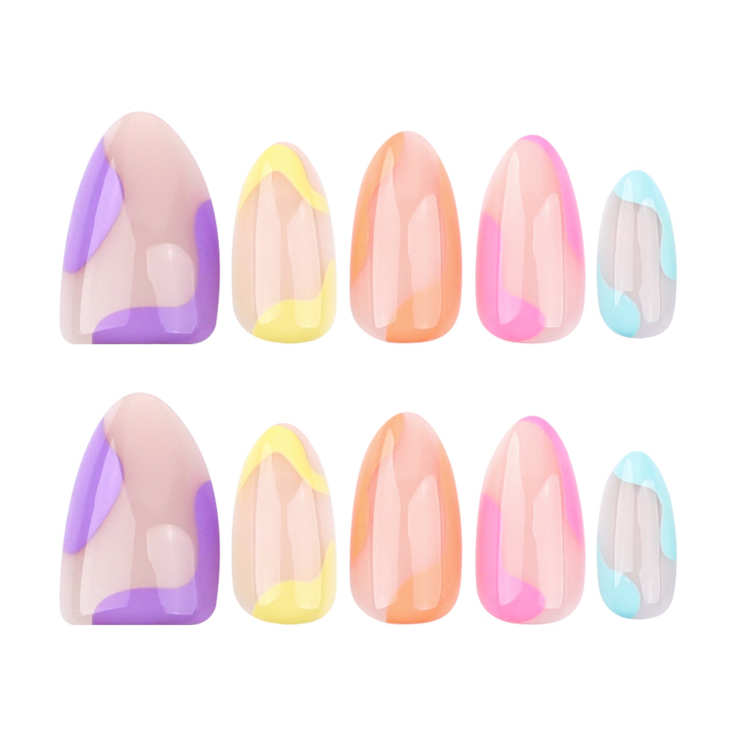 Colorful Nail Art Kit GD27 Short Almond Style for Ladies