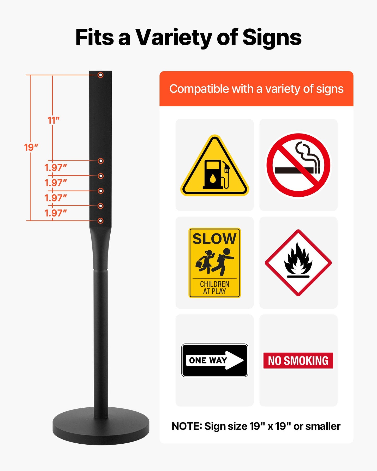 Portable Metal Sign Post Kit - 4 Ft Tall, Heavy Duty Base for Indoor & Outdoor Parking & Warning Signs