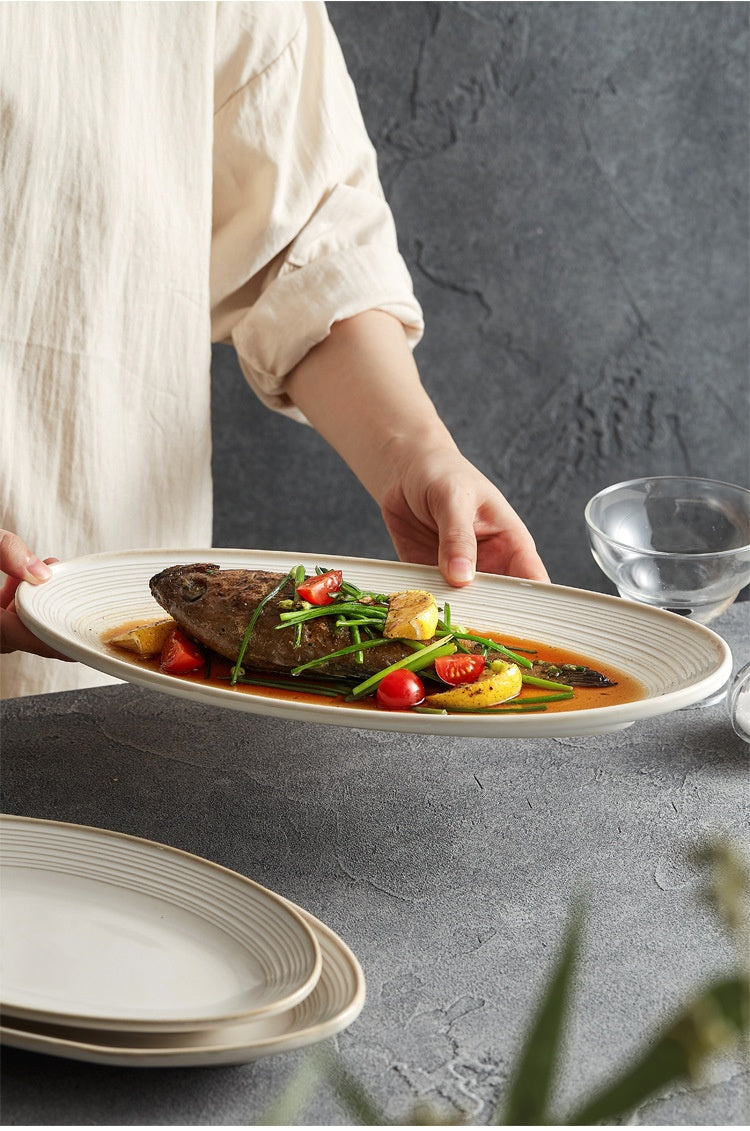 Luxury Ceramic Dinner Plate Set - High-Temperature Resistant, Modern Design