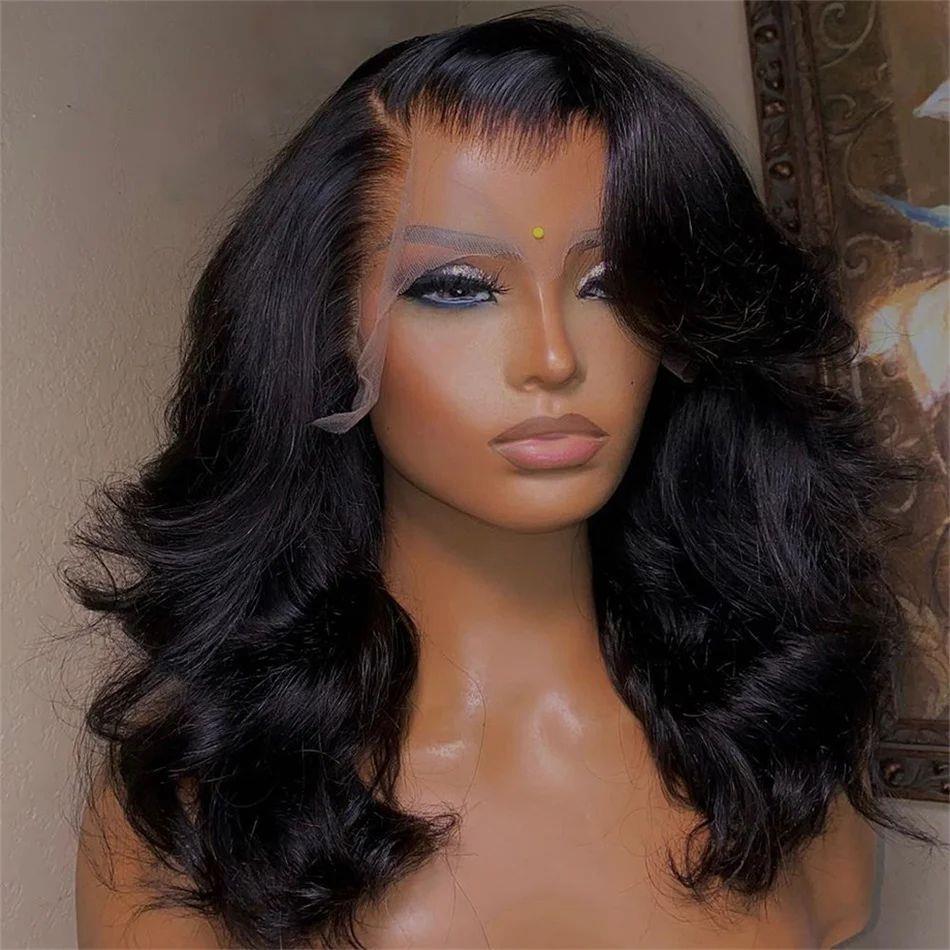 Women's Solid Color Transparent Lace Forehead Wig - Black, Medium & Long Length