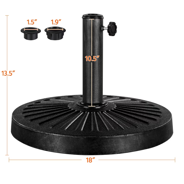 30 Lb Heavy Duty Outdoor Umbrella Base 18in Black Weather-Resistant Support