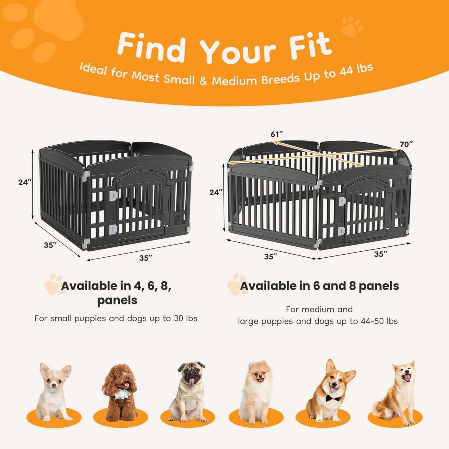 Indoor Outdoor Dog Playpen - Portable Foldable Pet Fence for Small & Medium Dogs