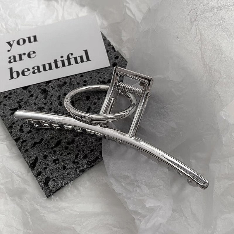 Metal Circle Grip Hairpin - Silver