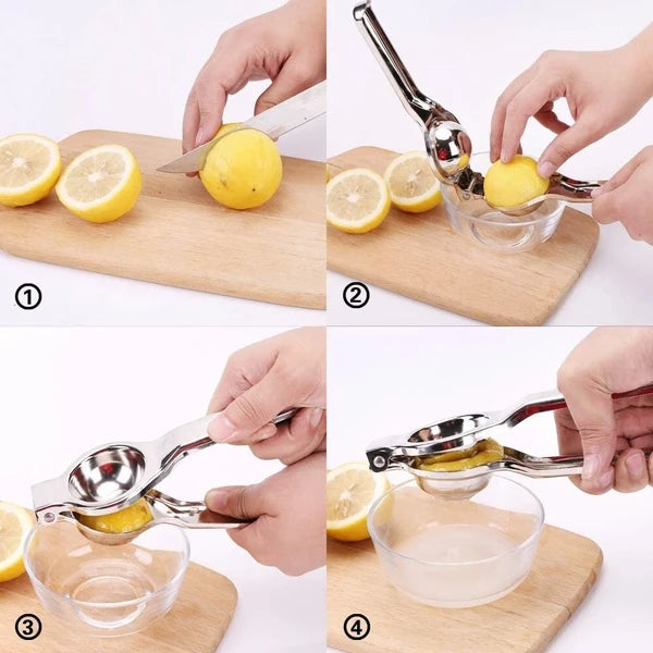 Manual Lemon Squeezer - Stainless Steel, Easy to Use, Dishwasher Safe