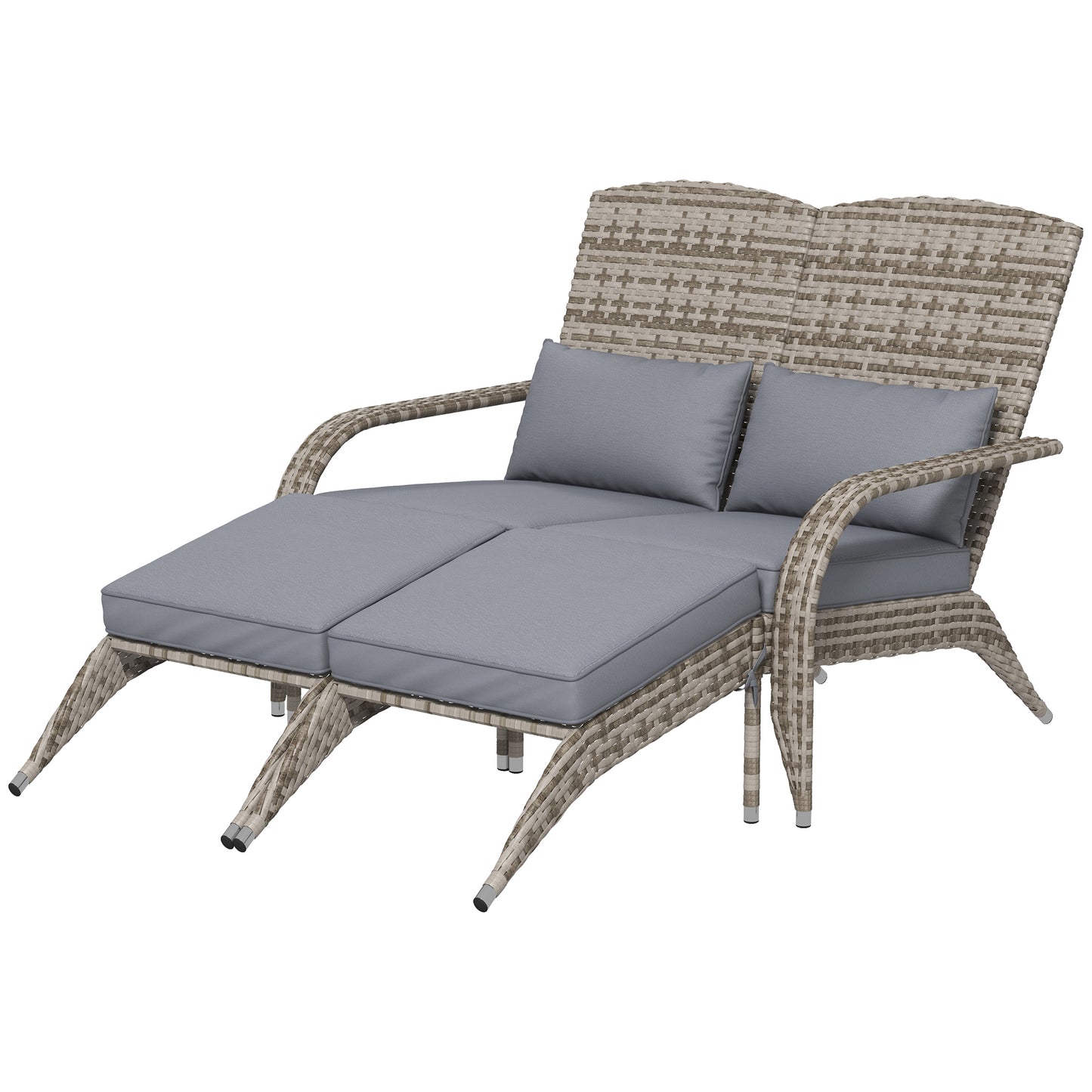 Adirondack Chair for 2 with Cushions & Footrests - Gray