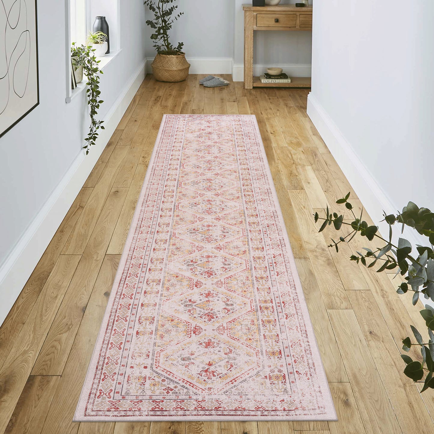 MAVAL Beige Washable Rug 2'6'' X 10' Runner Beige,