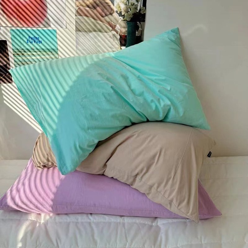 Cotton Pillowcase Solid Color Washable Bed Pillow Cover Home Decor