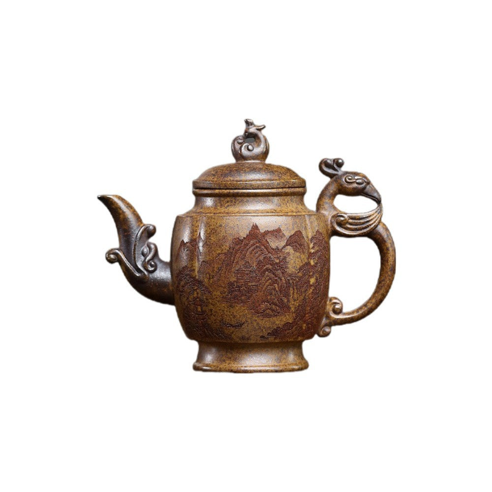 High-Temperature Fired Zisha Teapot Made of Duan Clay for Traditional Chinese Cooking