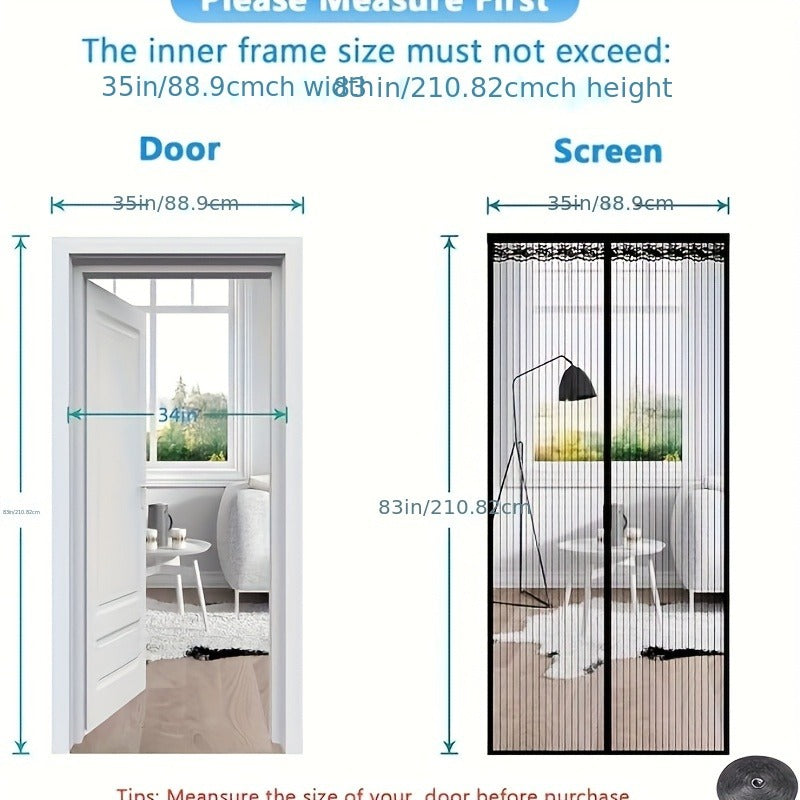 Magnetic Mosquito Door Curtain with Storage Strap, Breathable Screen for Home & Outdoor Use