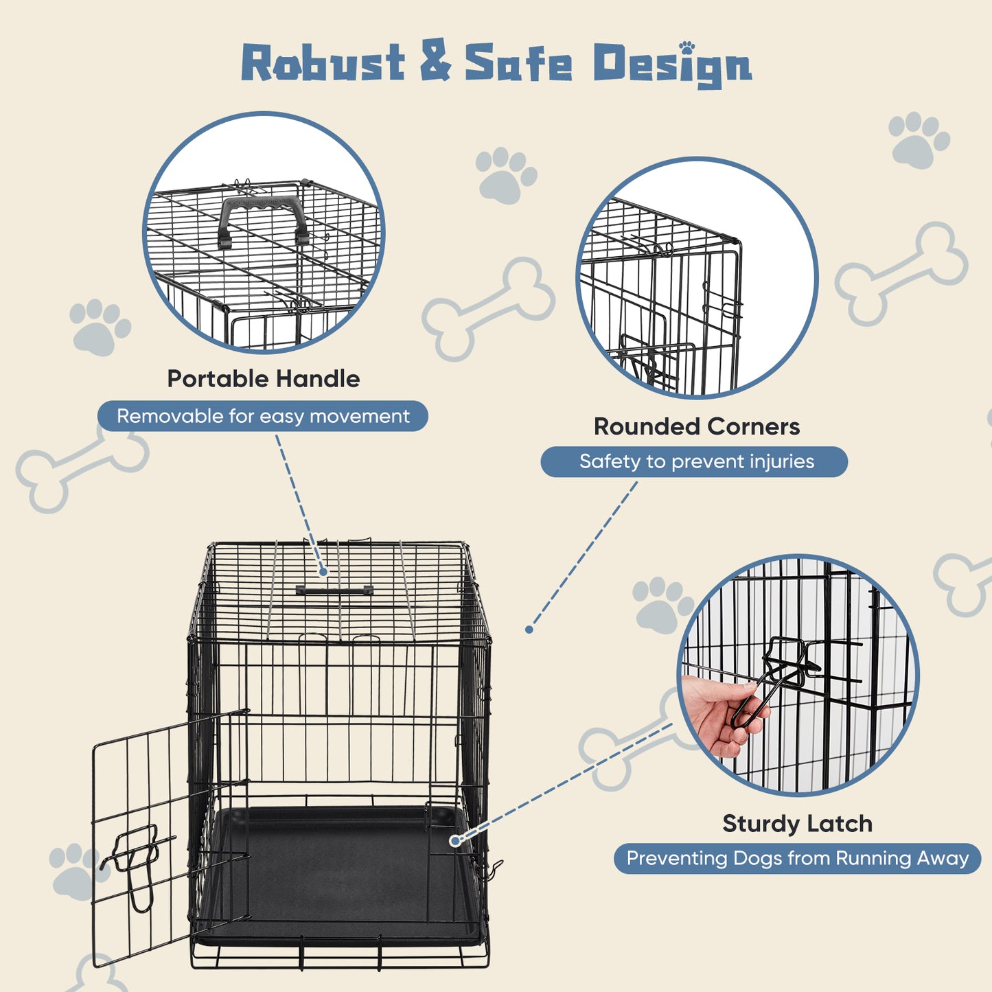 24-30 Inch Single Door Dog Cage for Pets - Sturdy Pet Kennel & Crate